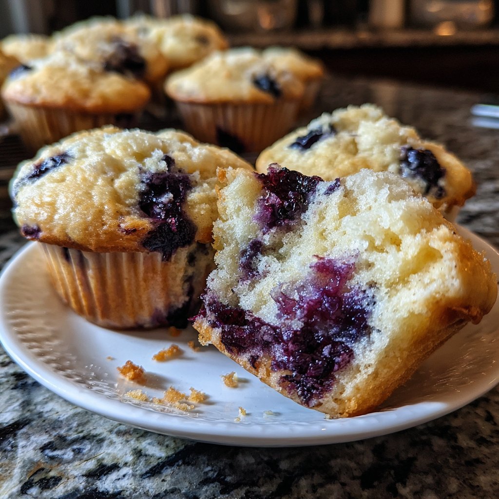 Lockere Blaubeermuffins wie vom Bäcker