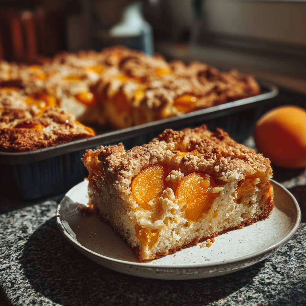 Blechkuchen mit Aprikosen und Quark