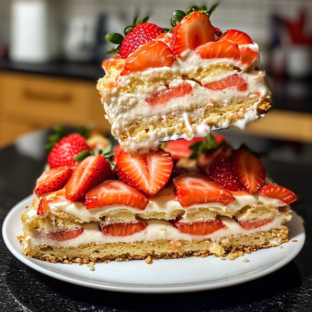 Erdbeerkuchen mit Pudding